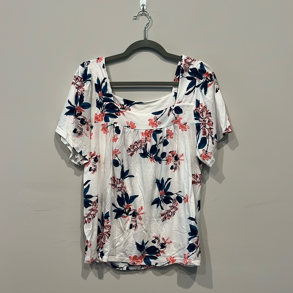Lucky Brand Square Neck Floral Shirt EUC